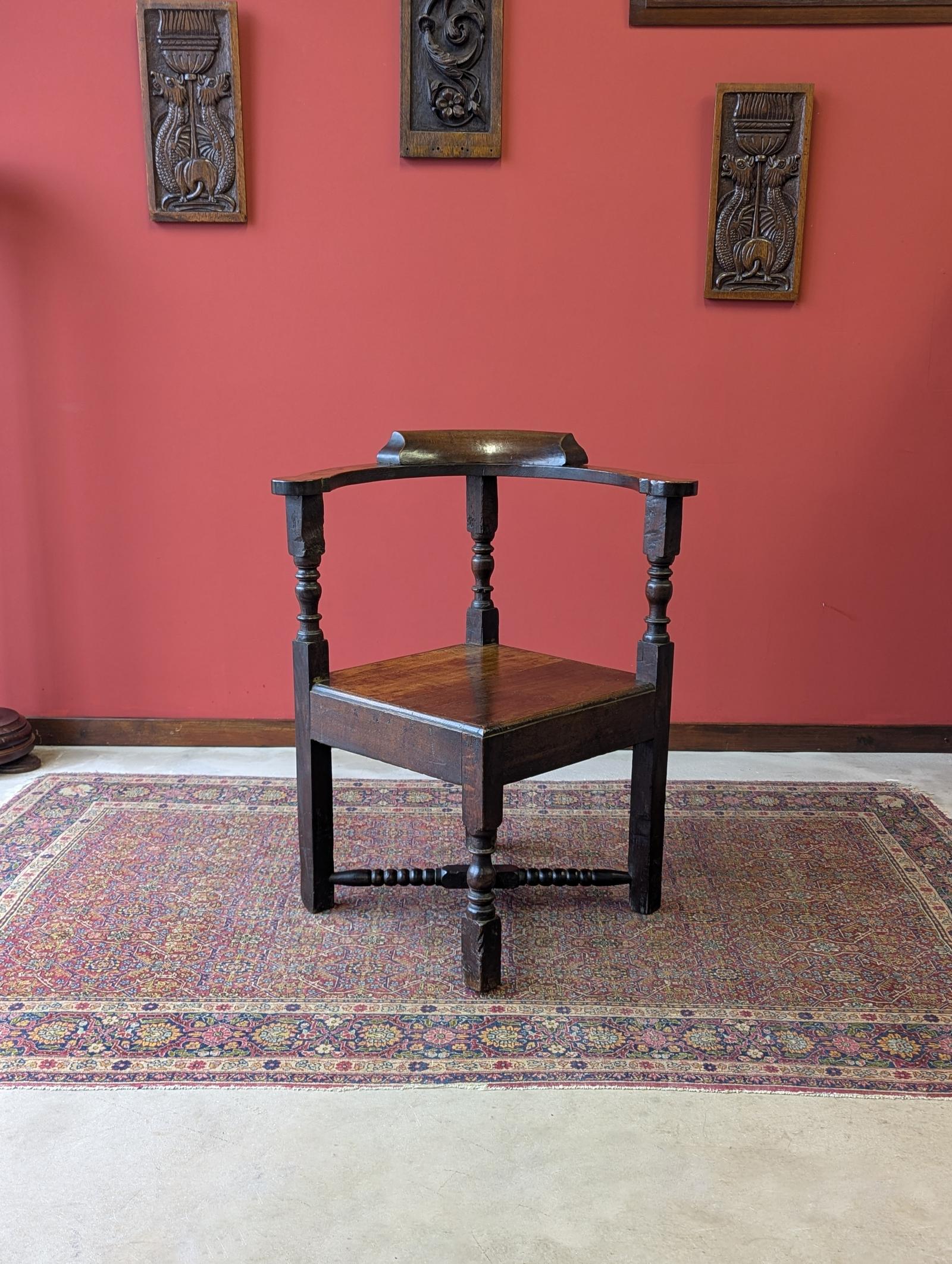 Antique 19th Century Estate Made Oak Bow Back Corner Chair (1 of 10)