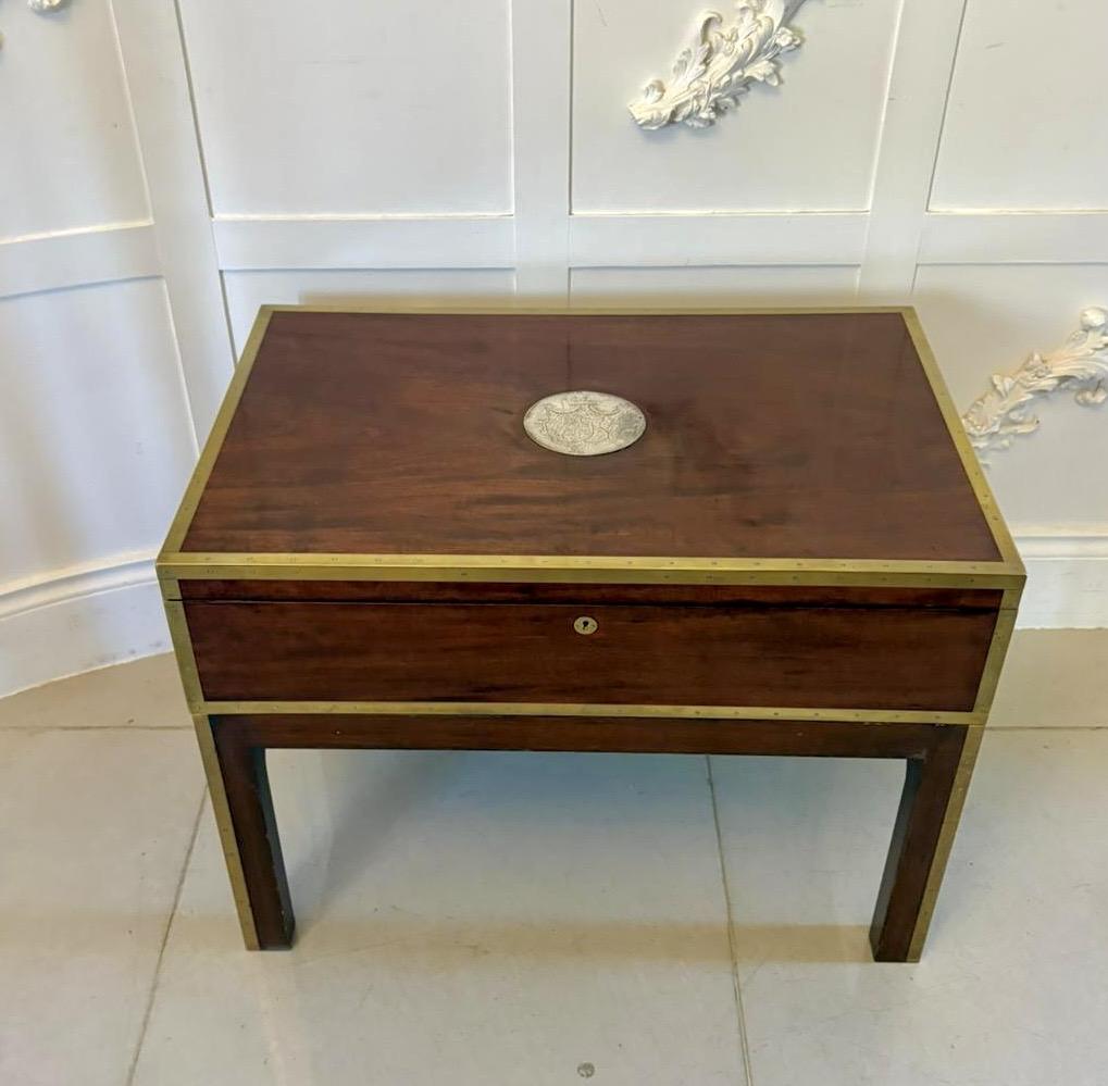 Antique Victorian Campaign Officer’s Brass Bound Mahogany Chest Coffee Table (1 of 8) Antique Victorian Campaign Officer’s Brass Bound Mahogany Chest Coffee Table (1 of 8)