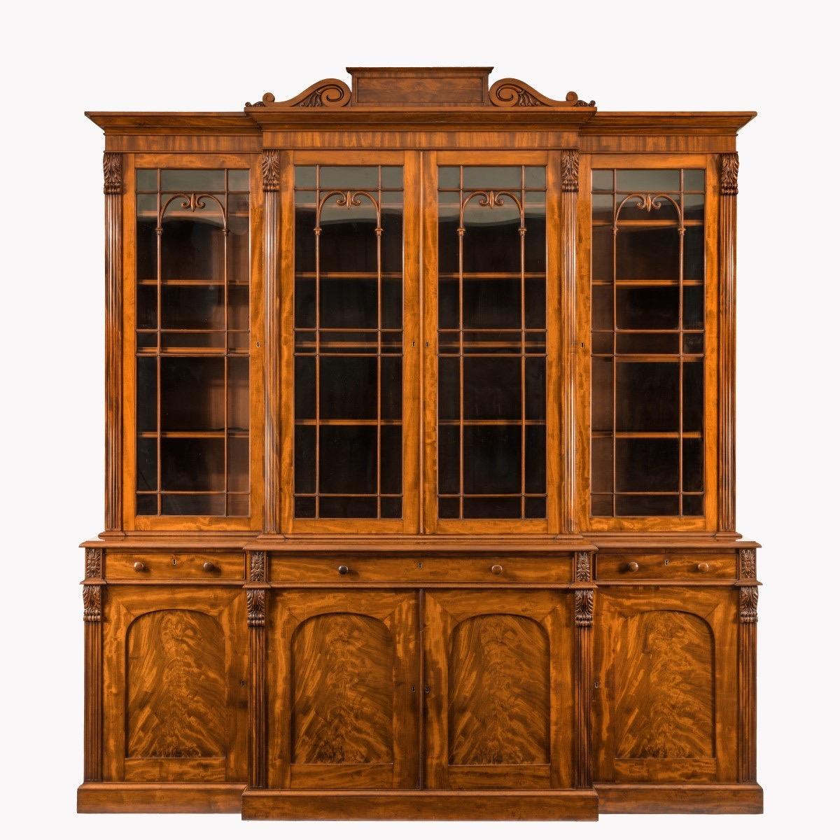 Fine Early William IV Mahogany Breakfront Bookcase Firmly Attributed Gillows of Lancaster (1 of 4)