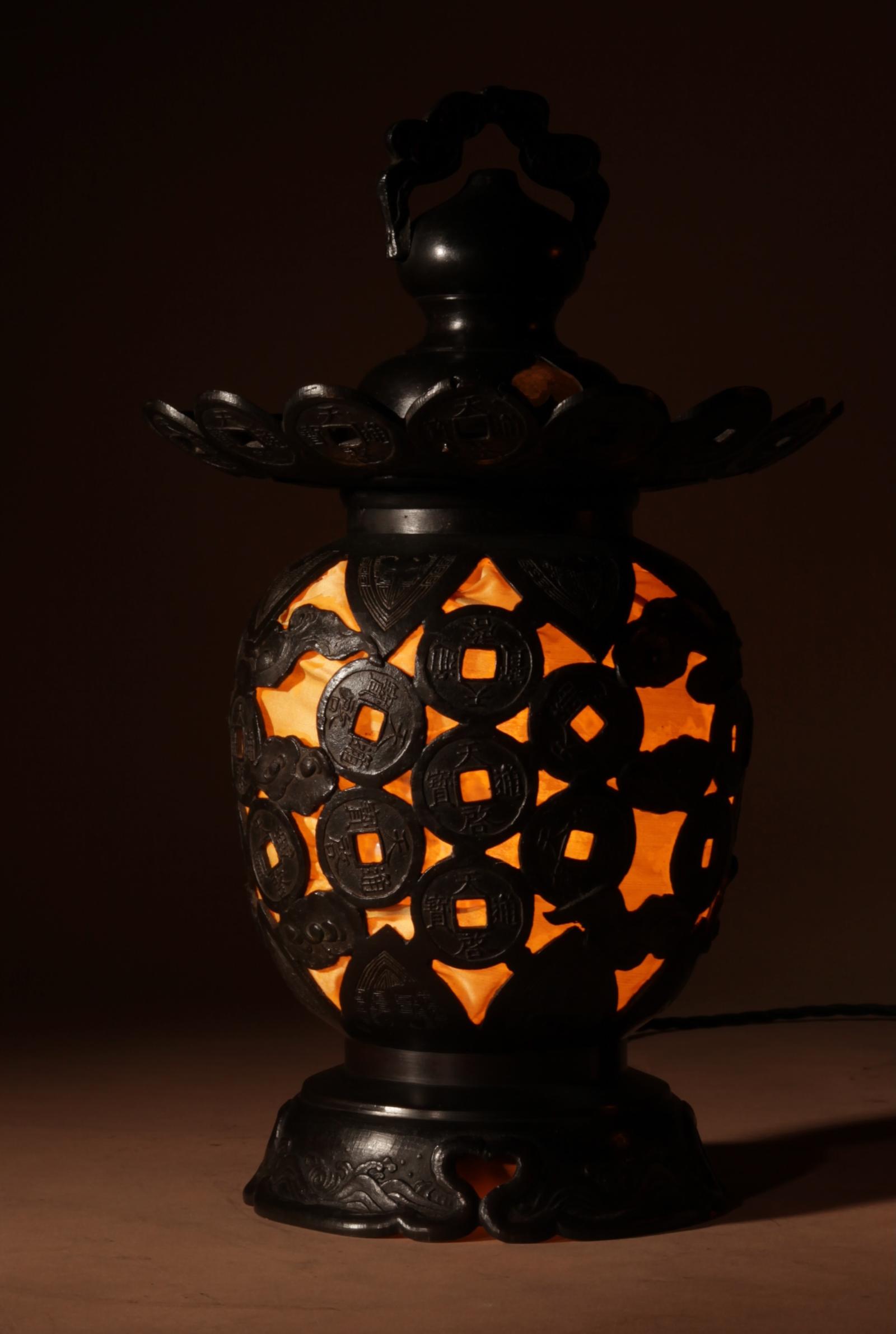 Unusual Large Bronze Japanese / Chinese Table / Hanging Lantern Lamp 1900-1920 (1 of 9)