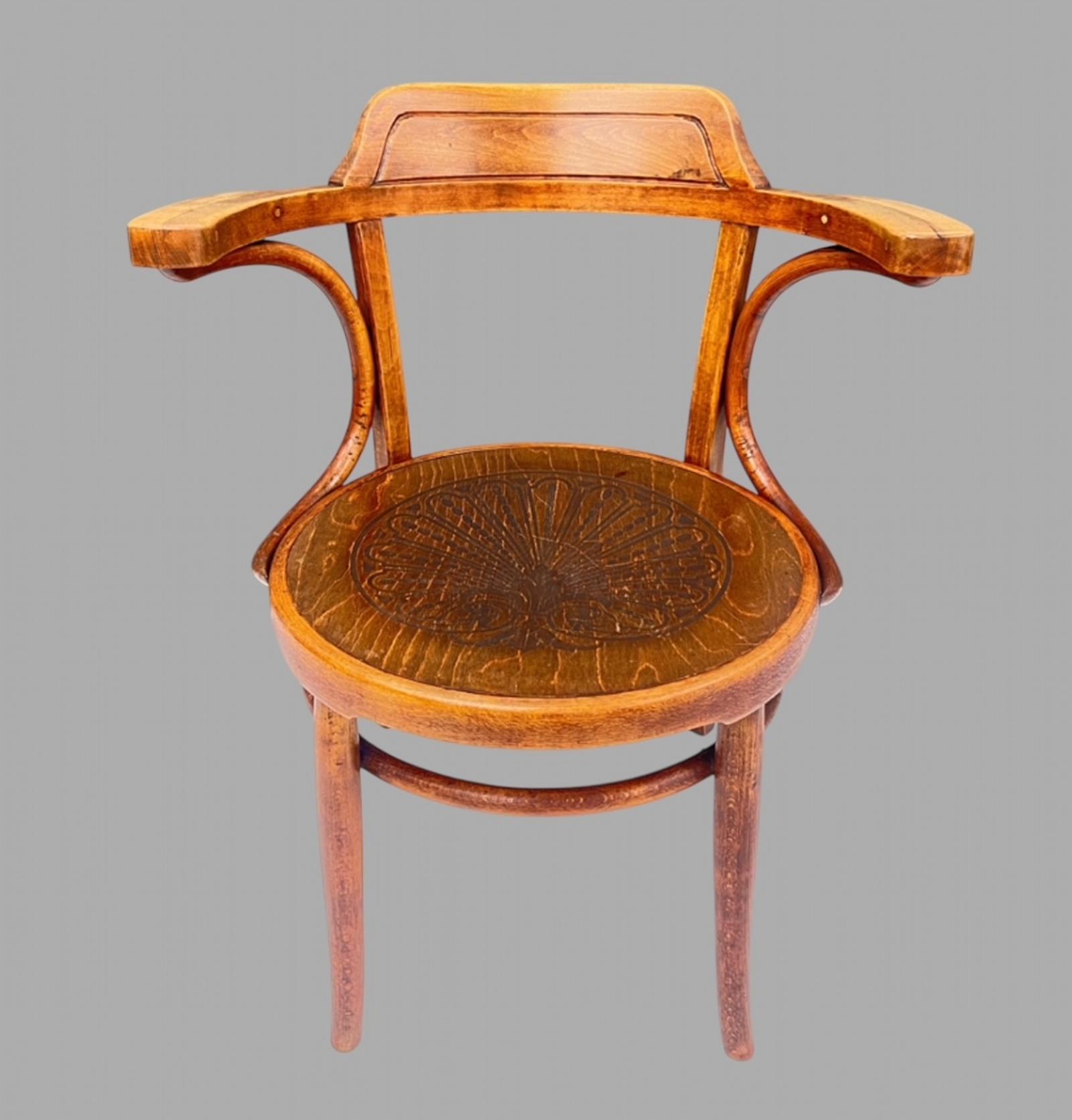 Early 20th Century Bentwood Armchair by Mundus & Kohn Polish (1 of 4)