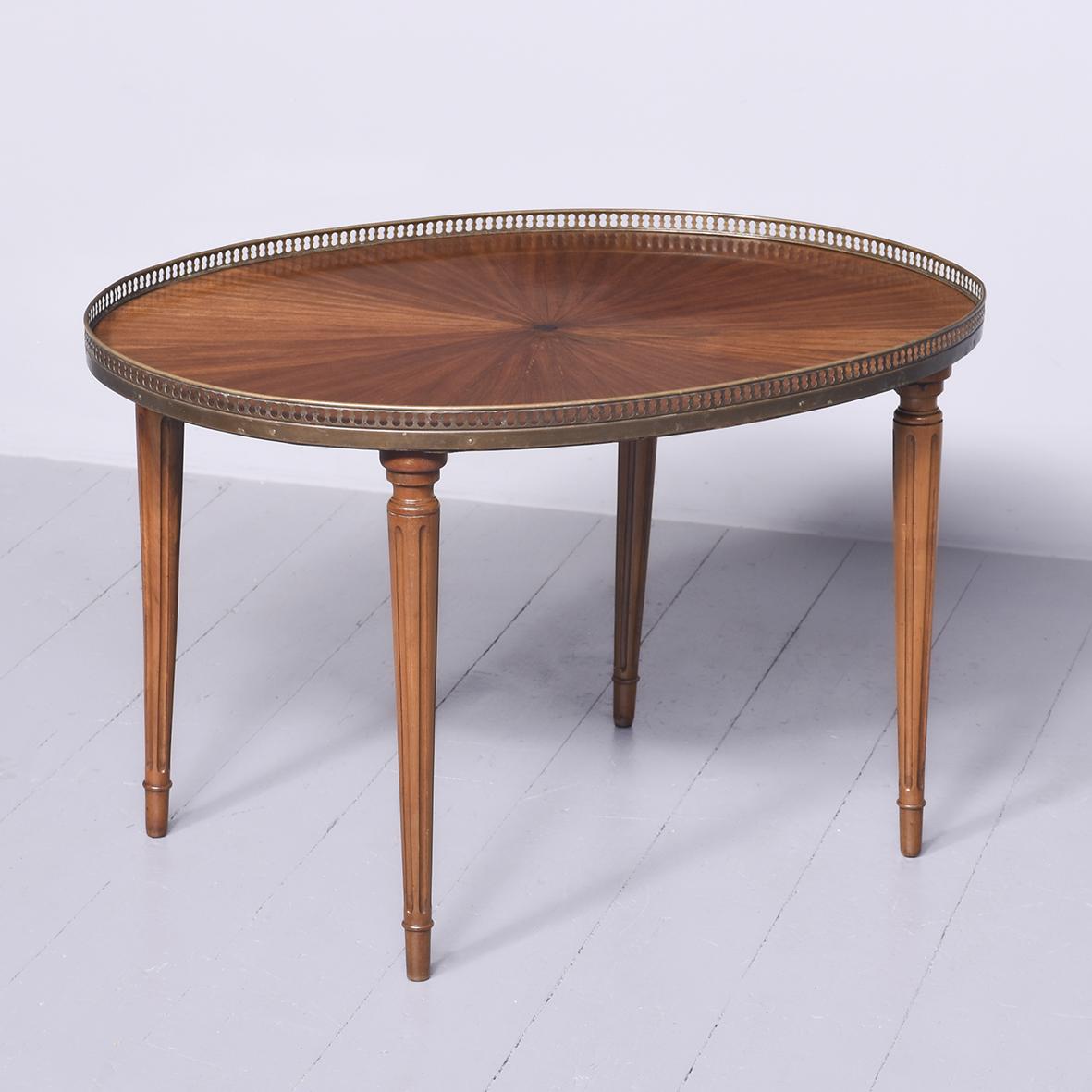 French Empire-style Oval Brass Galleried Coffee Table (1 of 5)