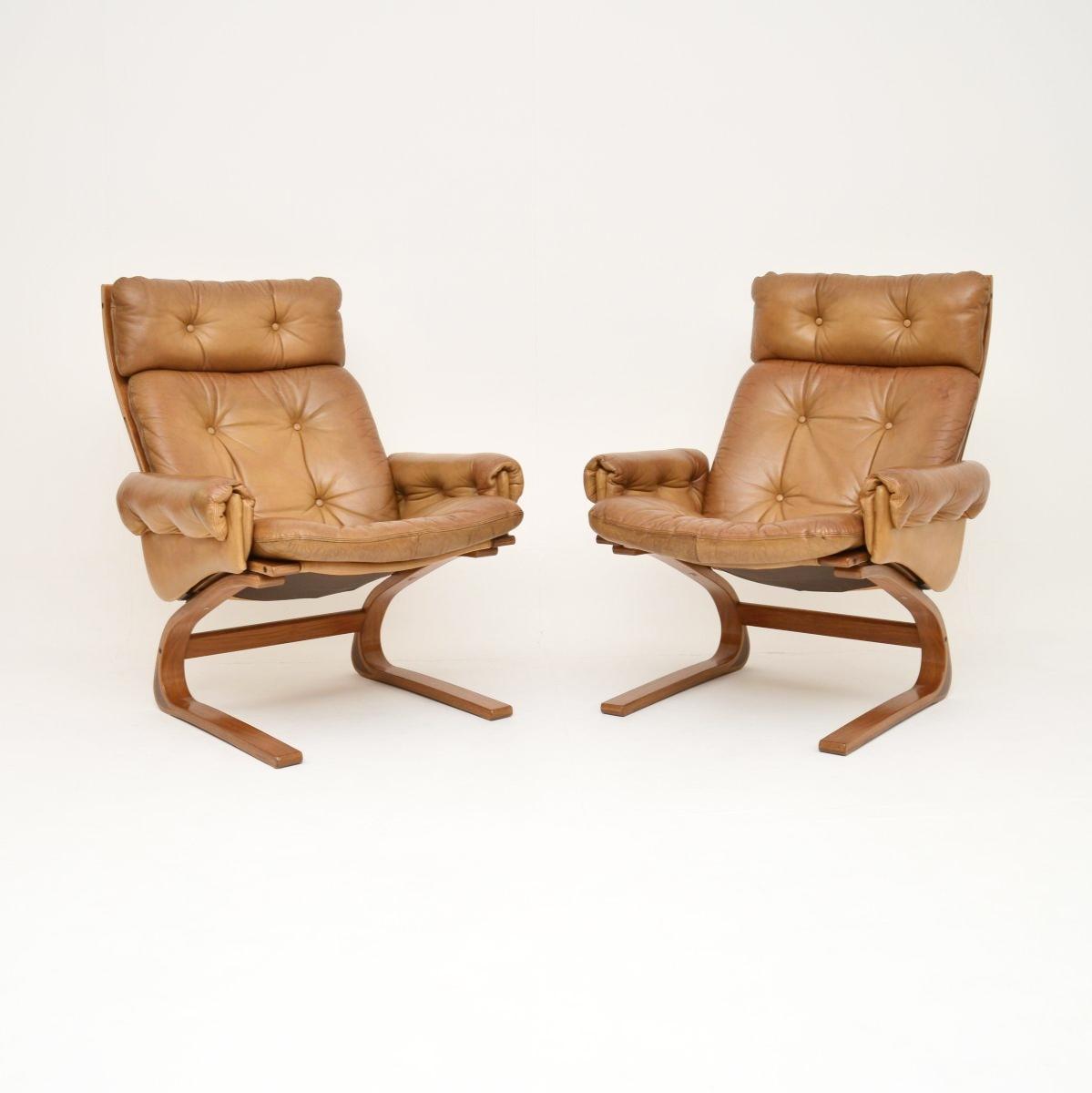 Pair of Vintage Leather Kengu Armchairs by Elsa and Nordahl Solheim for Rykken (1 of 9) Pair of Vintage Leather Kengu Armchairs by Elsa and Nordahl Solheim for Rykken (1 of 9)