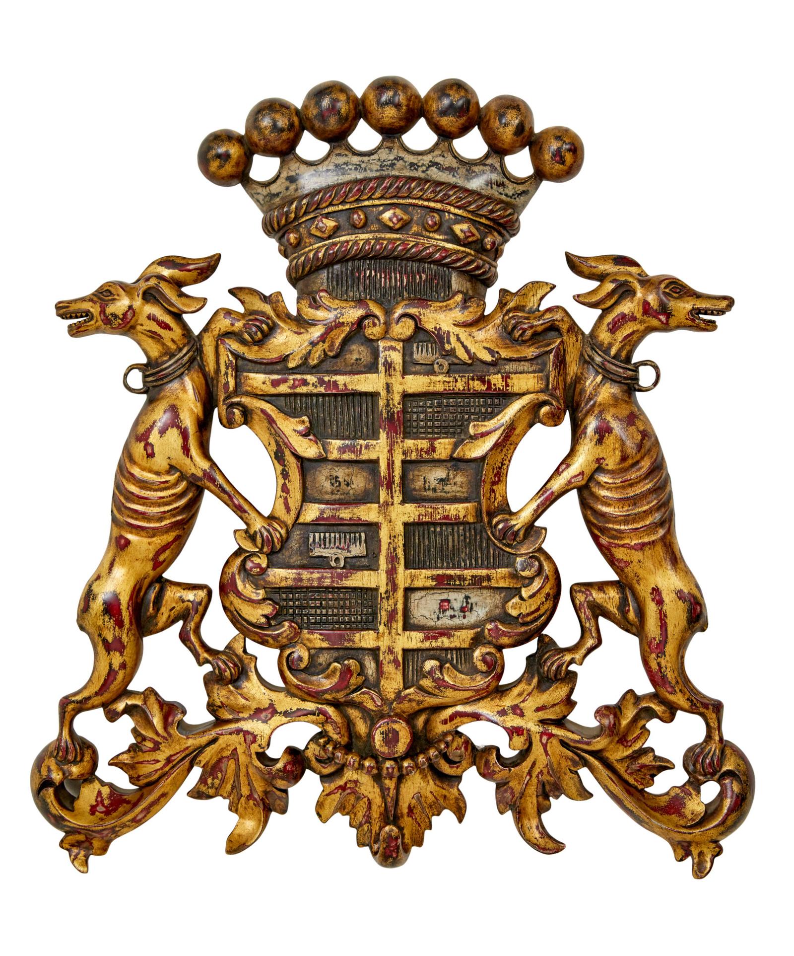 Decorative Greyhound Hand Carved Heraldic Coat of Arms (1 of 5)