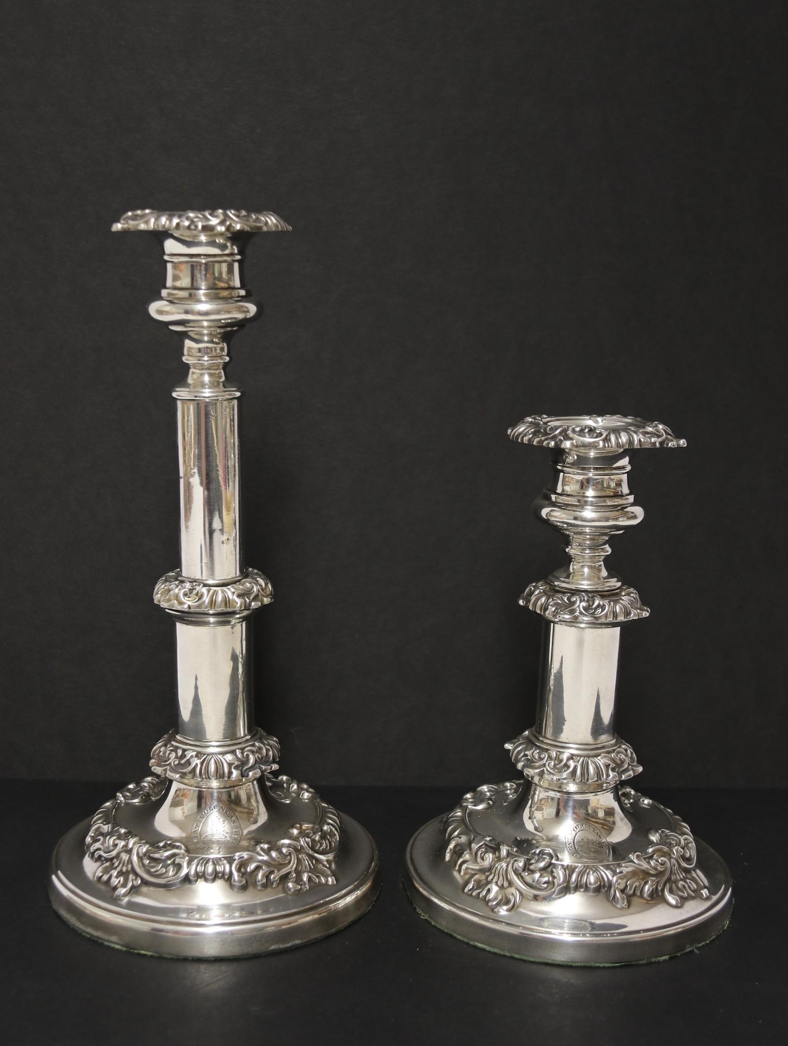 Pair of English George III Silver Telescopic Candlesticks - Sheffield 1816 (1 of 18)