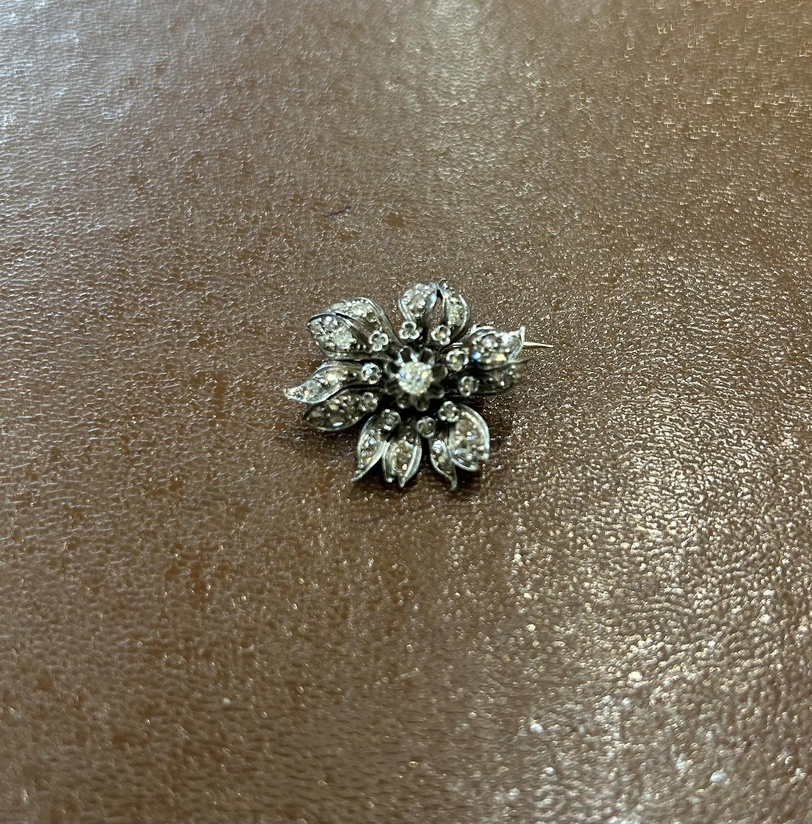 Mid Victorian White Metal Diamond Brooch (1 of 2) Mid Victorian White Metal Diamond Brooch (1 of 2)