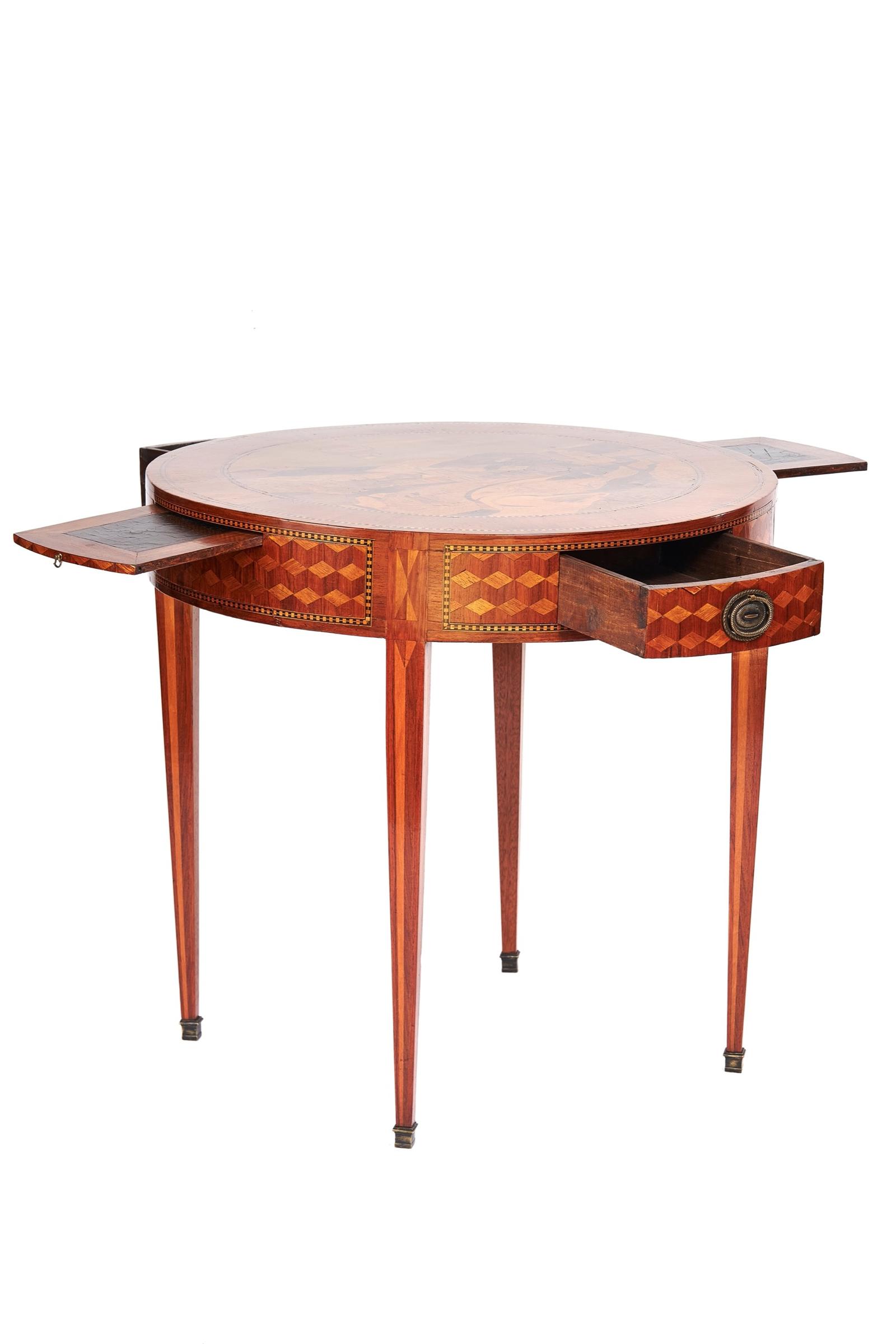 19th Century Italian Inlaid Centre Table with Drawers & Candle Slides (1 of 6) 19th Century Italian Inlaid Centre Table with Drawers & Candle Slides (1 of 6)