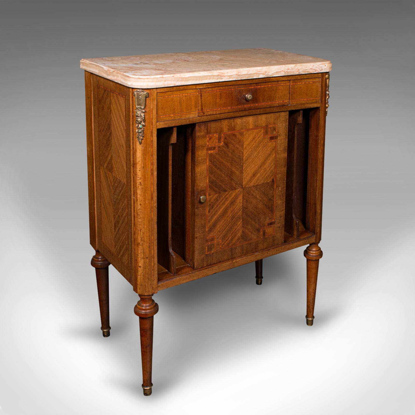 Antique Bedside Cabinet, French Kingwood, Marble, Nightstand Cupboard c.1900 (1 of 11)