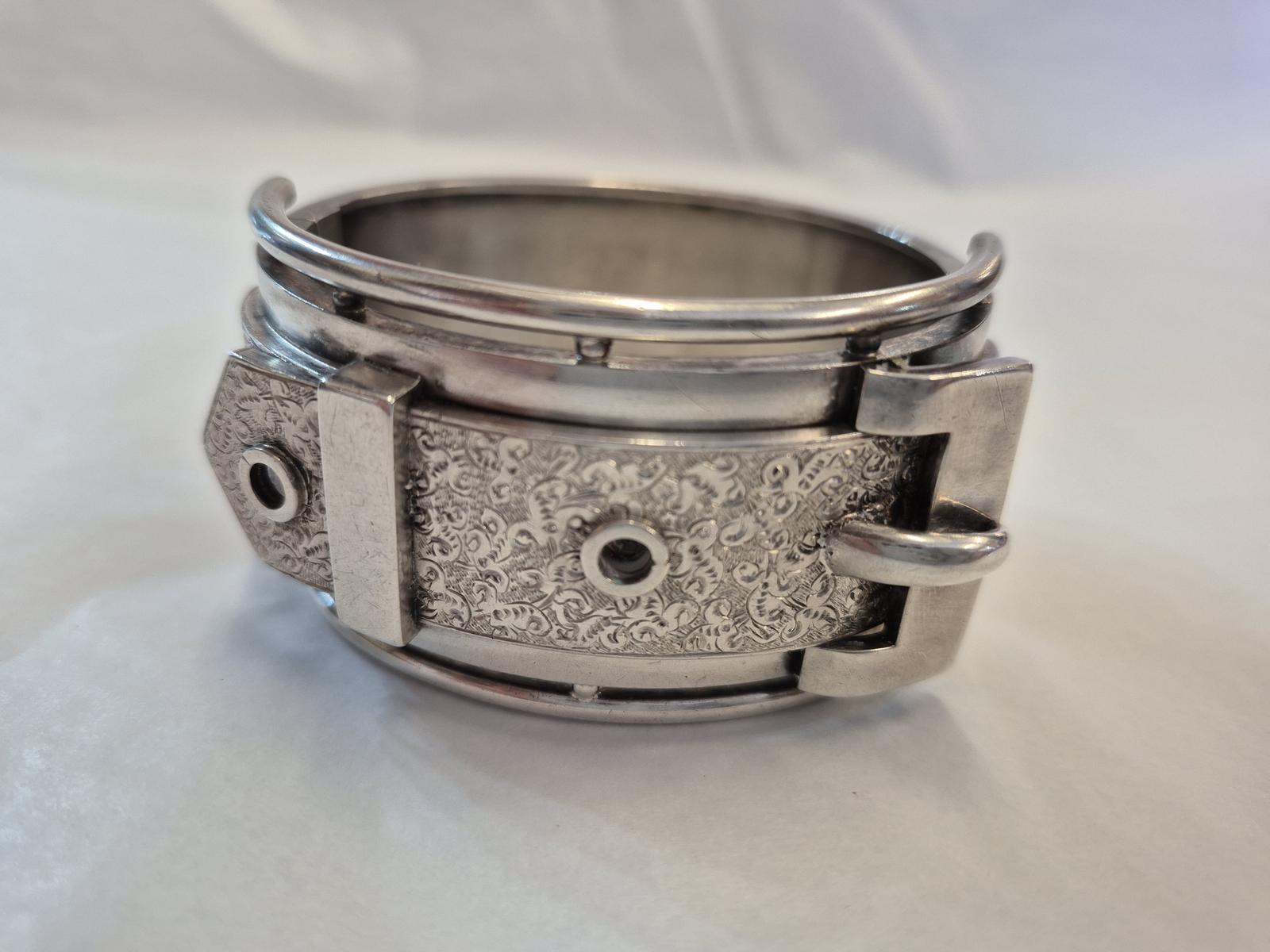 Late Victorian Silver Buckle Cuff Bracelet c.1890 (1 of 7)