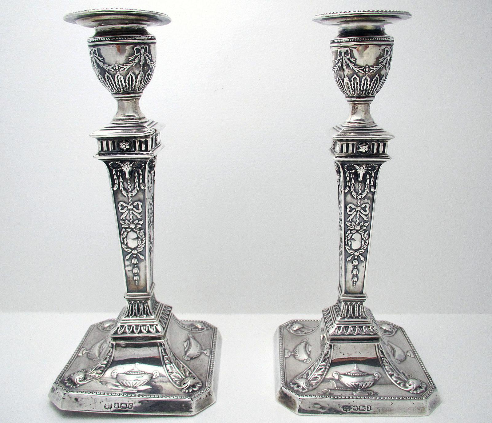 Pair of Antique Victorian 1899 English Sterling Silver Adam Style Rams Head Candle Holder Candlesticks (1 of 13) Pair of Antique Victorian 1899 English Sterling Silver Adam Style Rams Head Candle Holder Candlesticks (1 of 13)