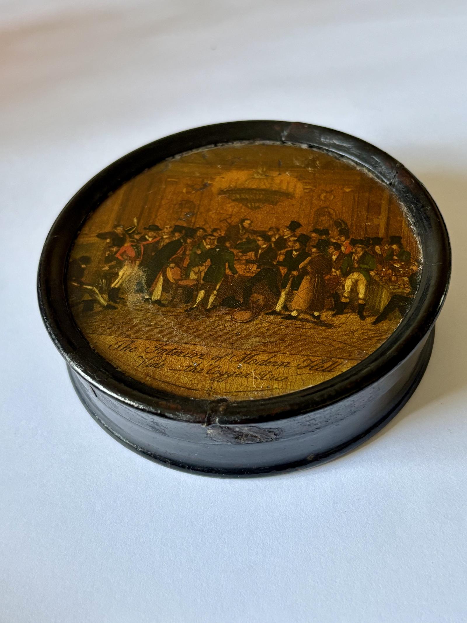 George IV Papier Mache Snuff Box Political Satire Interior of Modern Hell c.1825 (1 of 9)