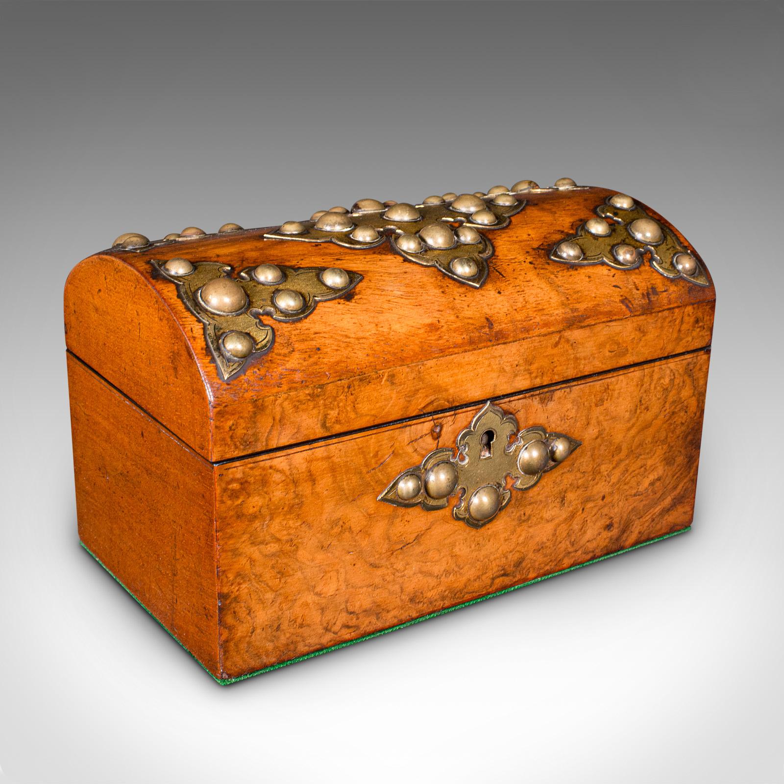 Antique Dome Top Tea Caddy, English, Burr Walnut, Box, Gothic Taste - Victorian c.1880 (1 of 12)