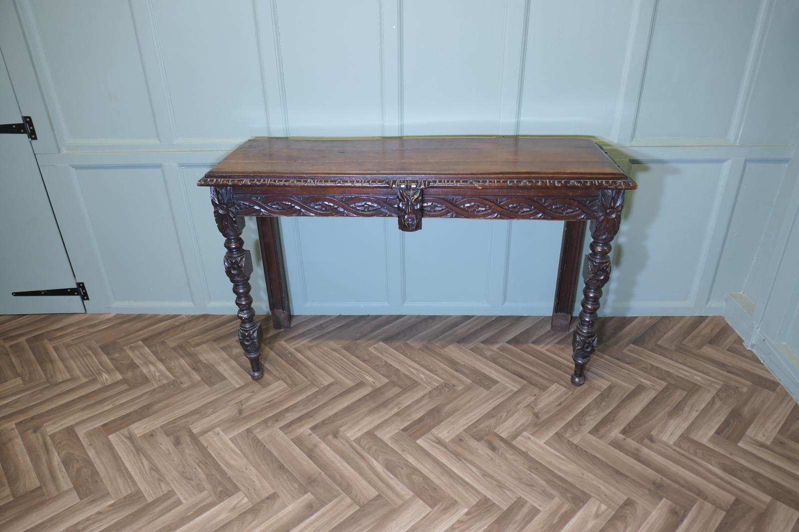 Gothic Carved Country Oak Hall Table (1 of 6)