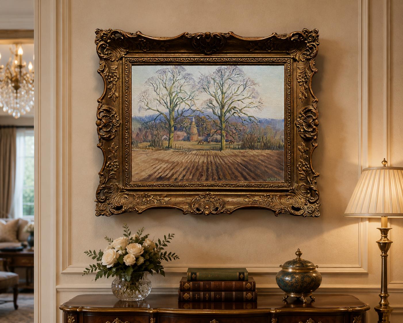 Antique Landscape Oil Painting Countryside Hop-kiln Harvest Signed Original (1 of 10) Antique Landscape Oil Painting Countryside Hop-kiln Harvest Signed Original (1 of 10)