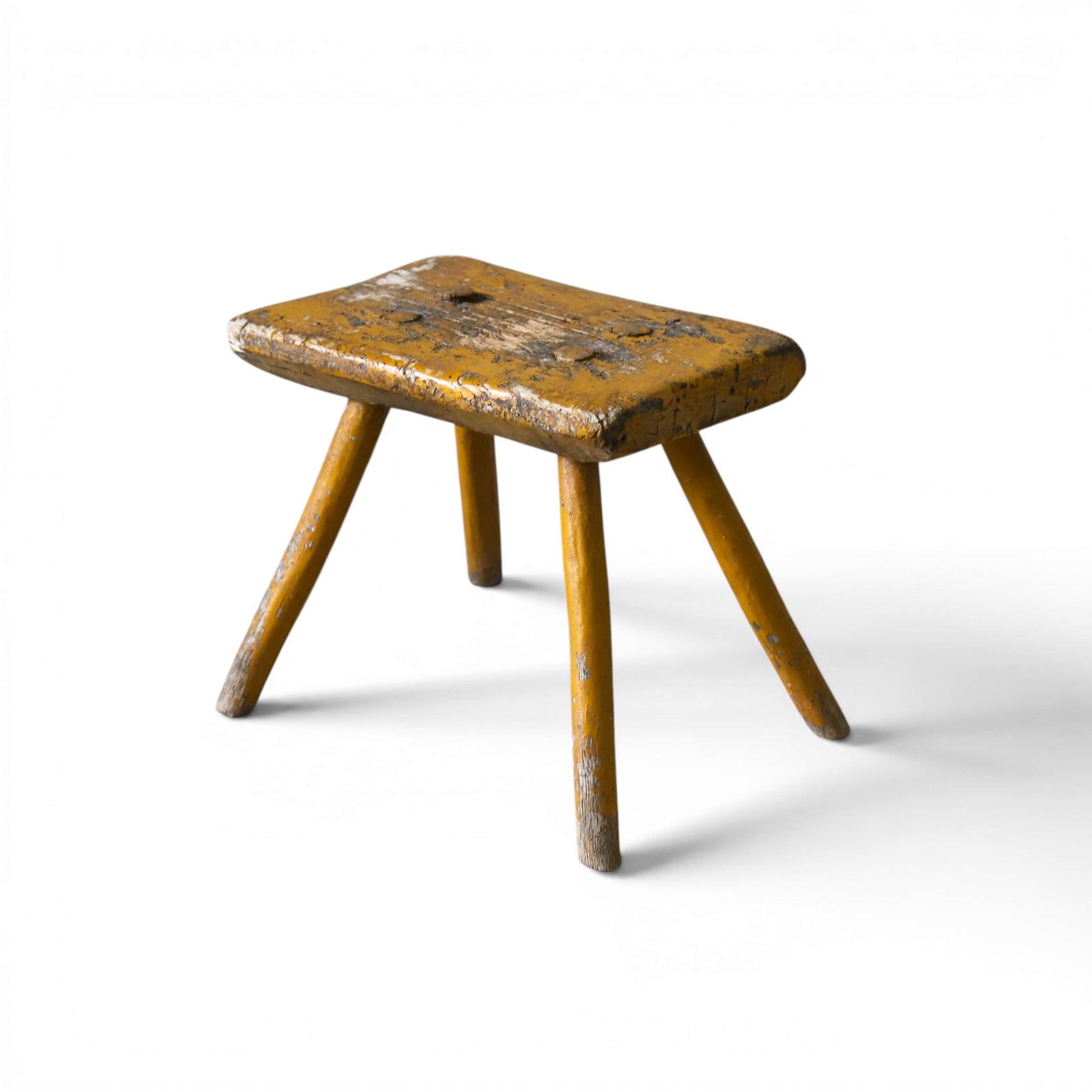 19th Century Eastern European Milking Stool in Original Ochre Paint (1 of 7) 19th Century Eastern European Milking Stool in Original Ochre Paint (1 of 7)