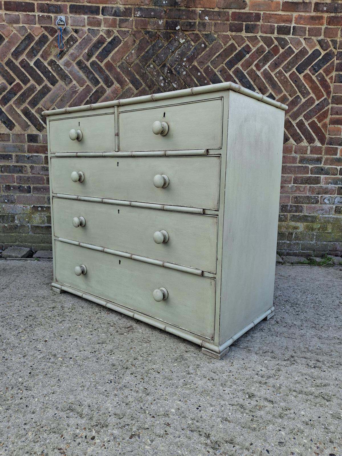 Antique Faux Bamboo French Chest of Drawers Sage Green Shabby Chic (1 of 18) Antique Faux Bamboo French Chest of Drawers Sage Green Shabby Chic (1 of 18)