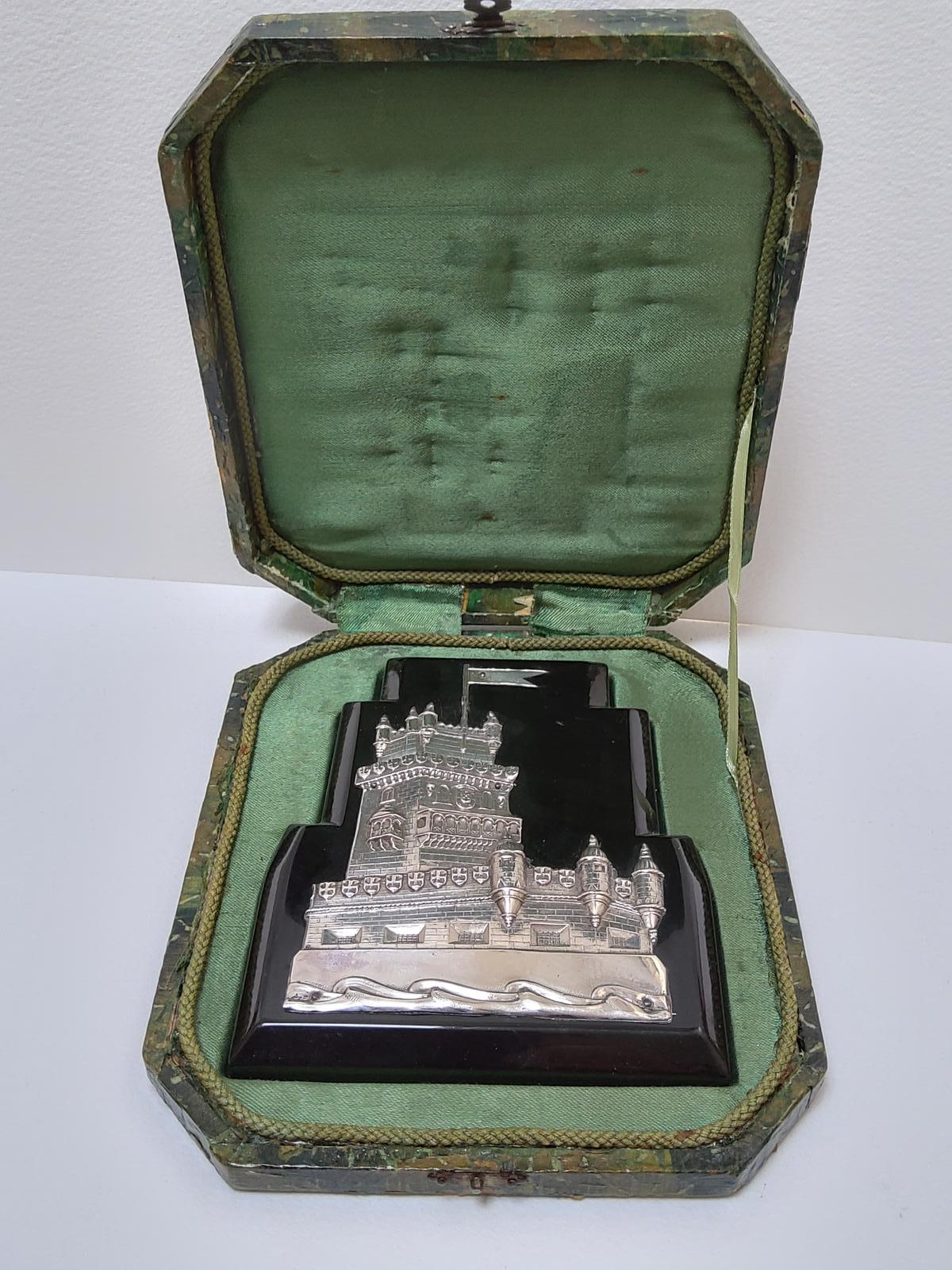 Boxed Silver Plate Paper Weight of the Torre de Belem in Lisbon (1 of 4)