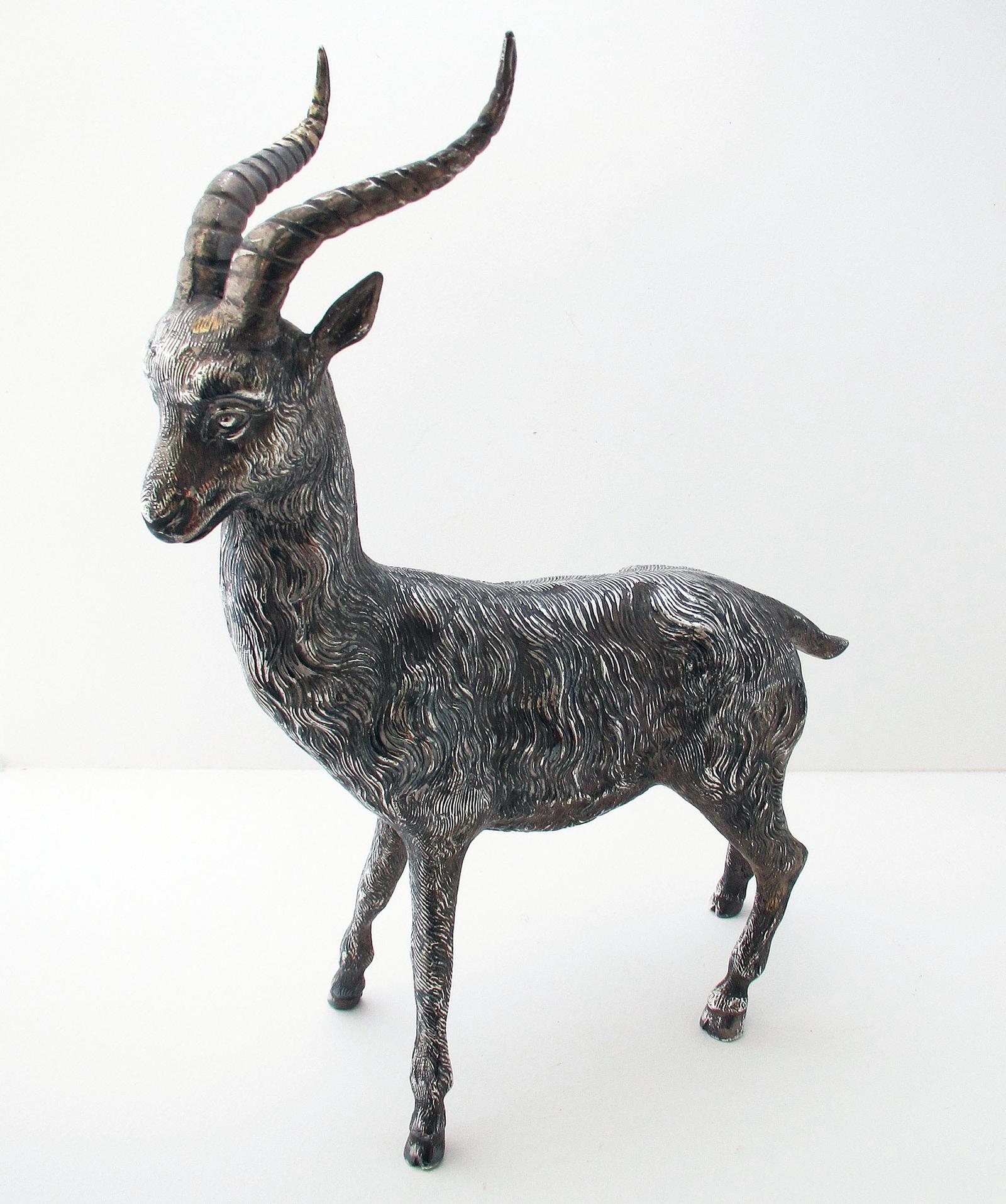 Superb Vintage Silver Plated Goat Figurine Statue Model Mid-Century (1 of 7)