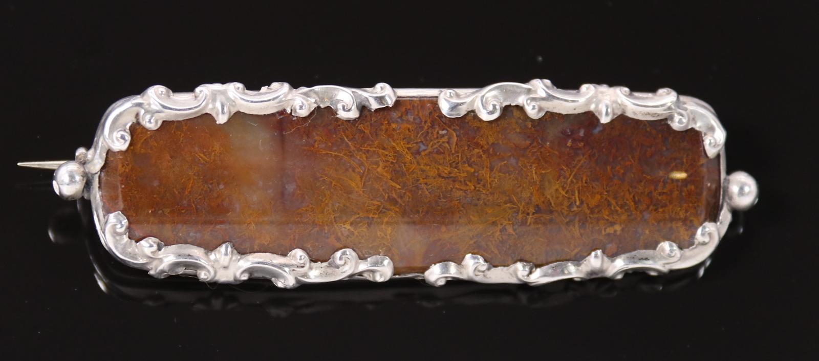 Georgian Silver Mounted Moss Agate Brooch Circa 1800, English (1 of 9)