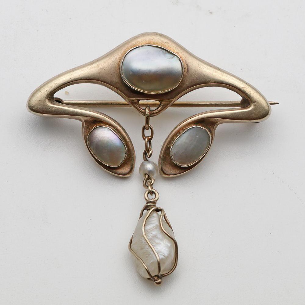 Antique Silver Gilt Brooch in Jugendstil Style (1 of 3)