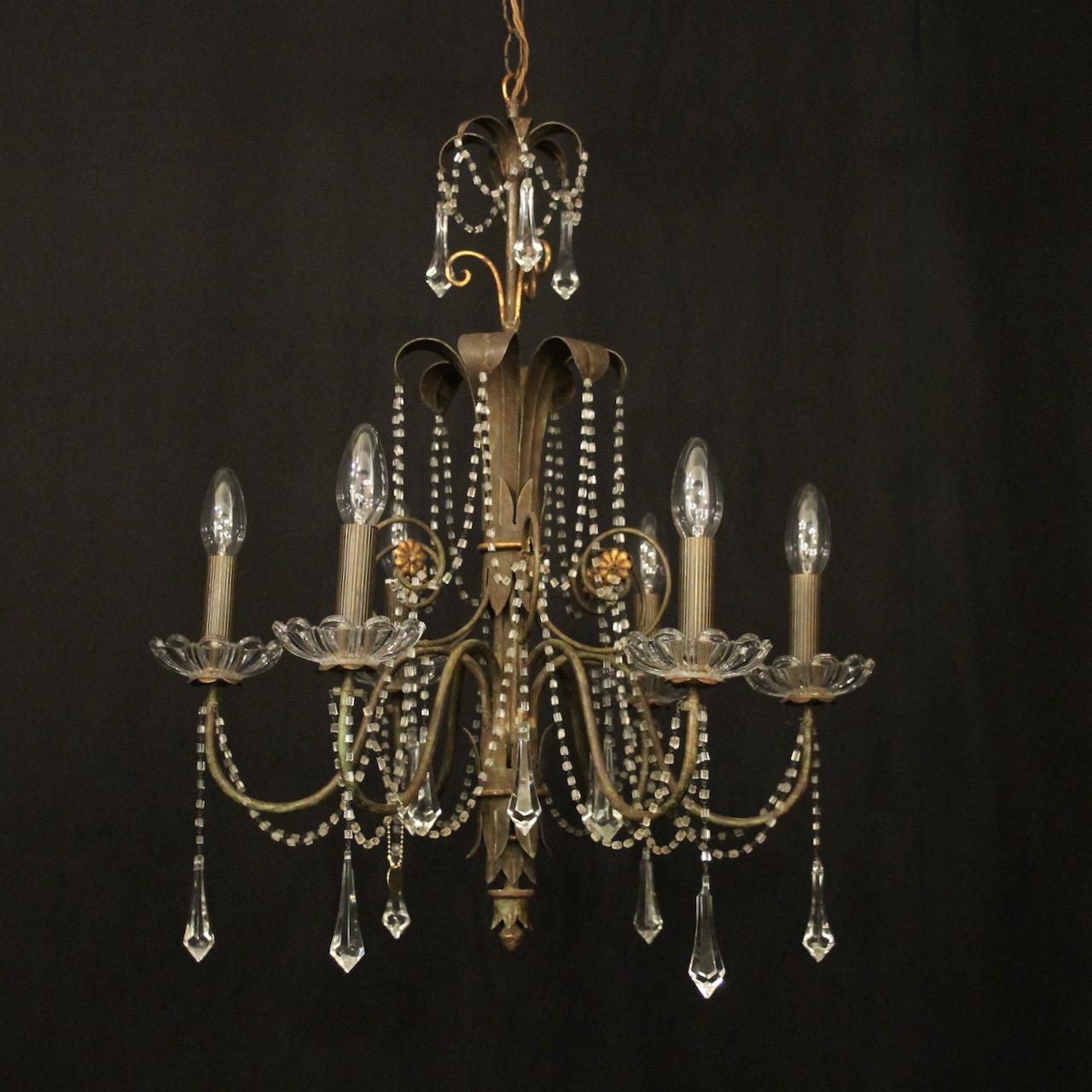 French Toleware Six Light Antique Chandelier (1 of 10) French Toleware Six Light Antique Chandelier (1 of 10)