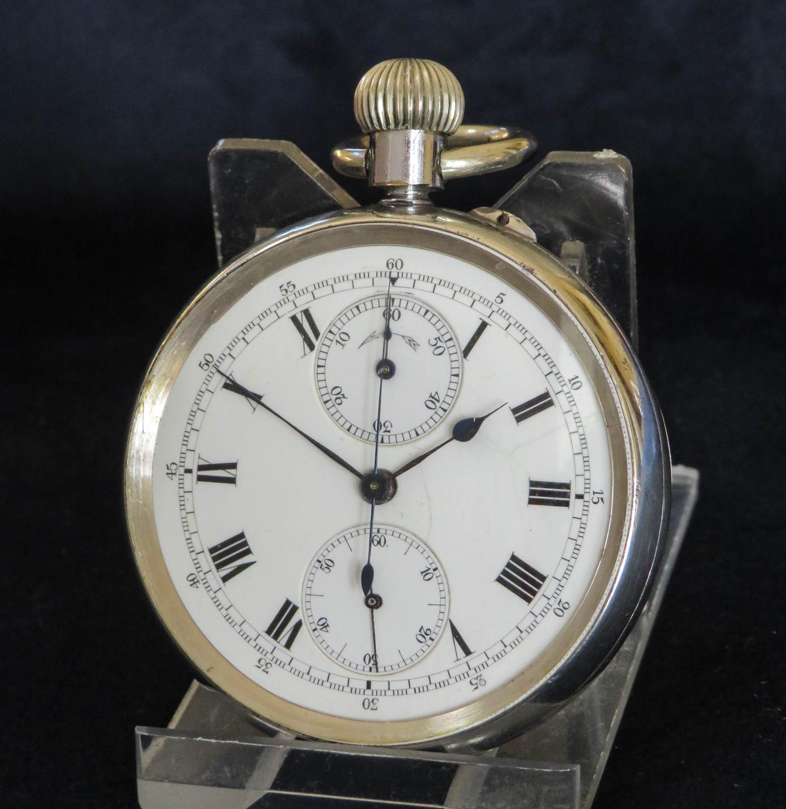 Pocket Watch : Antique Silver Stauffer Chronograph Pocket Watch (1 of 5)