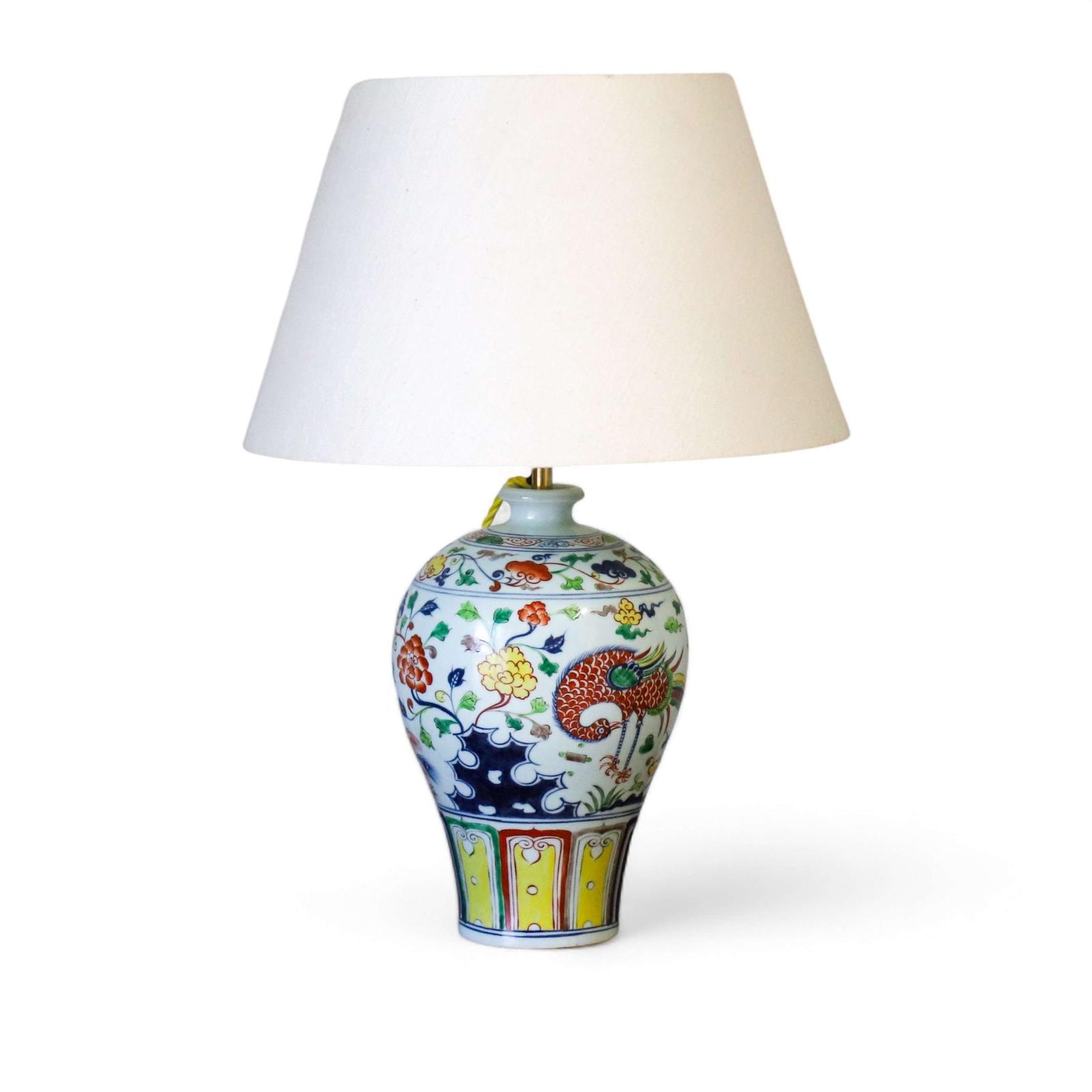 Early 20th Century circa 1920 Chinese lamp with Pheasant and Flowers (1 of 6) Early 20th Century circa 1920 Chinese lamp with Pheasant and Flowers (1 of 6)