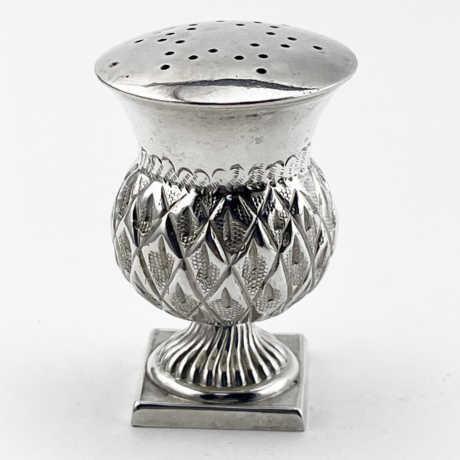 Edwardian Sterling Silver Thistle Style Pepper Pot (1 of 5) Edwardian Sterling Silver Thistle Style Pepper Pot (1 of 5)