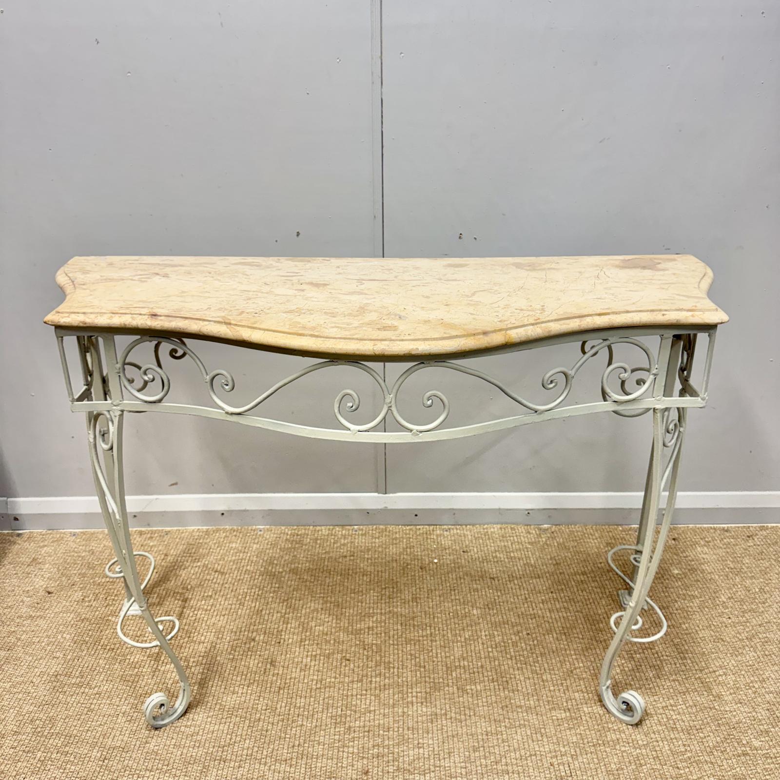French Wrought Iron and Marble Top Console Table (1 of 7) French Wrought Iron and Marble Top Console Table (1 of 7)