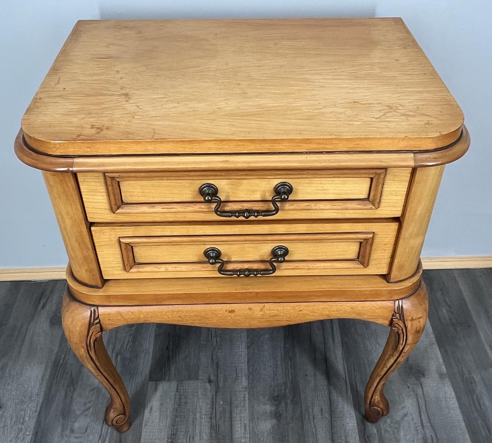French  Vintage Bedside Table Nightstand Cabinet Drawers (1 of 11)