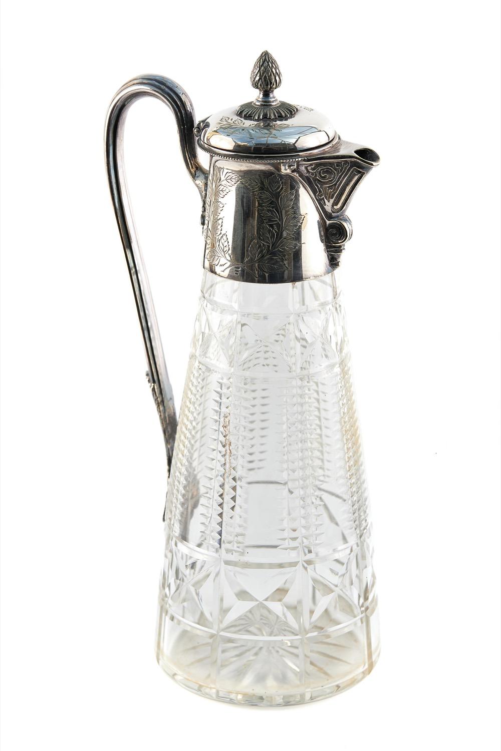 Quality Antique Silver Plated & Cut Glass Claret Jug (1 of 7)