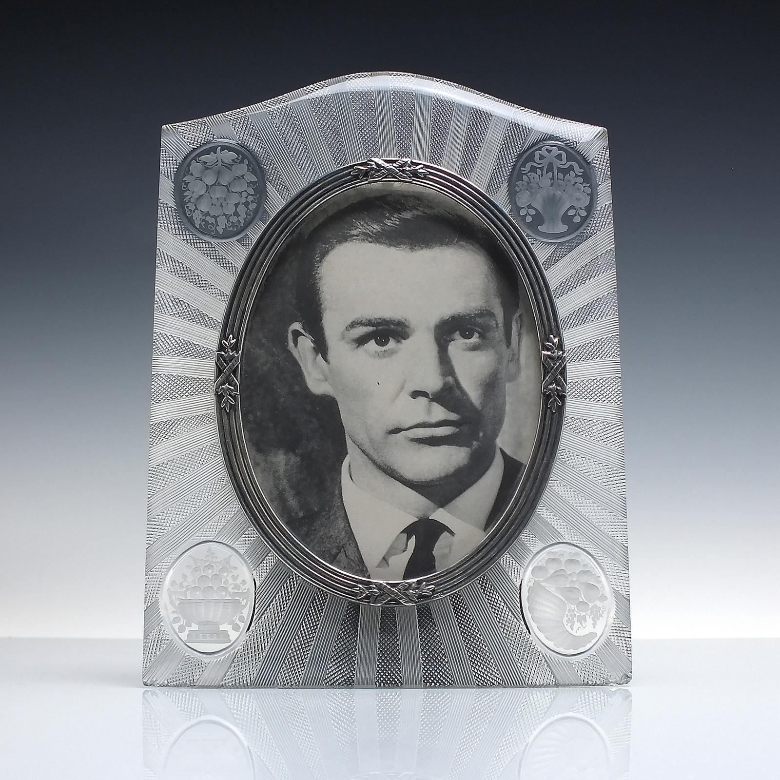 Art Deco Silver & Engraved Glass Photo Frame 1930 (1 of 3)
