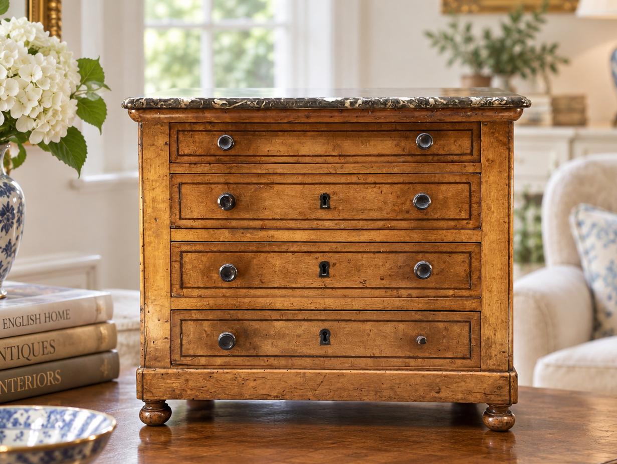 19th Century Miniature Apprentice Piece Marble-top Chest of Drawers - Bird’s-eye Maple (1 of 14) 19th Century Miniature Apprentice Piece Marble-top Chest of Drawers - Bird’s-eye Maple (1 of 14)