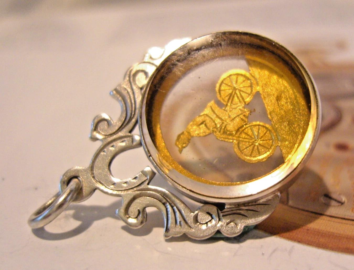 Pocket Watch Chain Fob 1892 Sterling Silver Antique Humber Roadster Bicycle Fob (1 of 14)