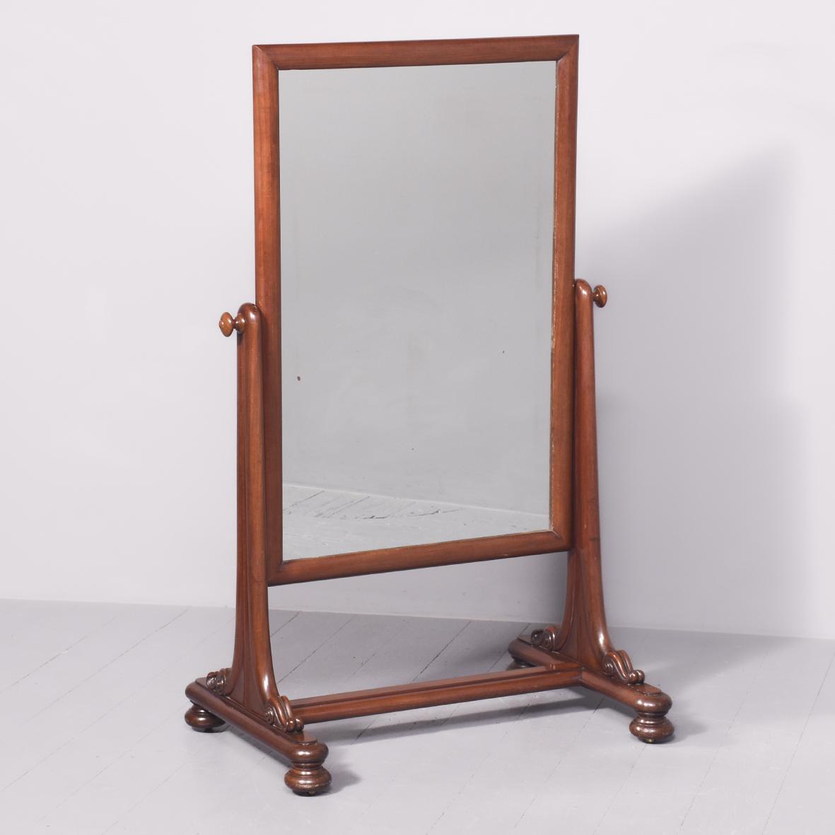 Early Victorian Mahogany Framed Cheval Mirror (1 of 6)