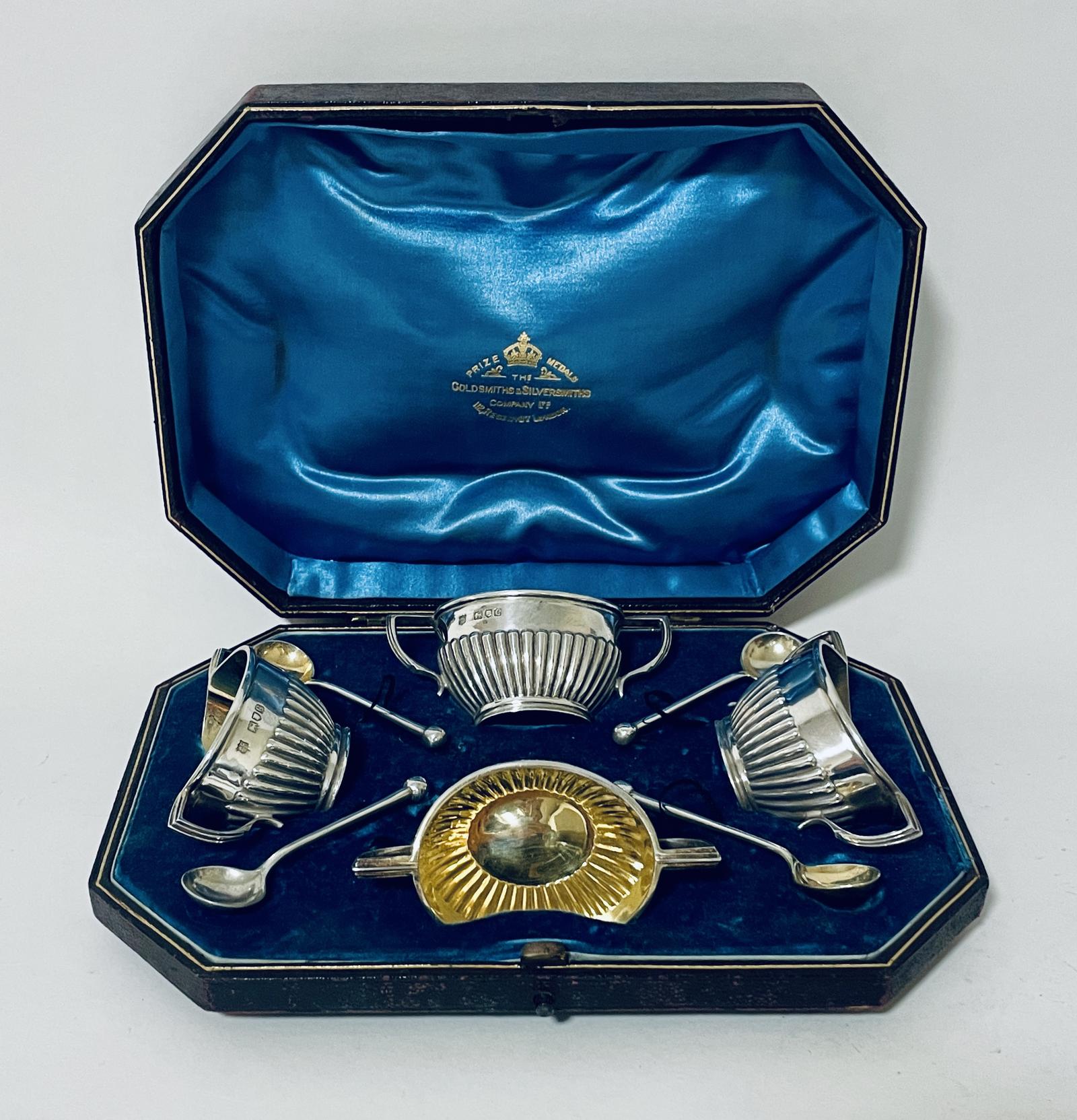 Set of Victorian Silver Salts in Box (1 of 21)