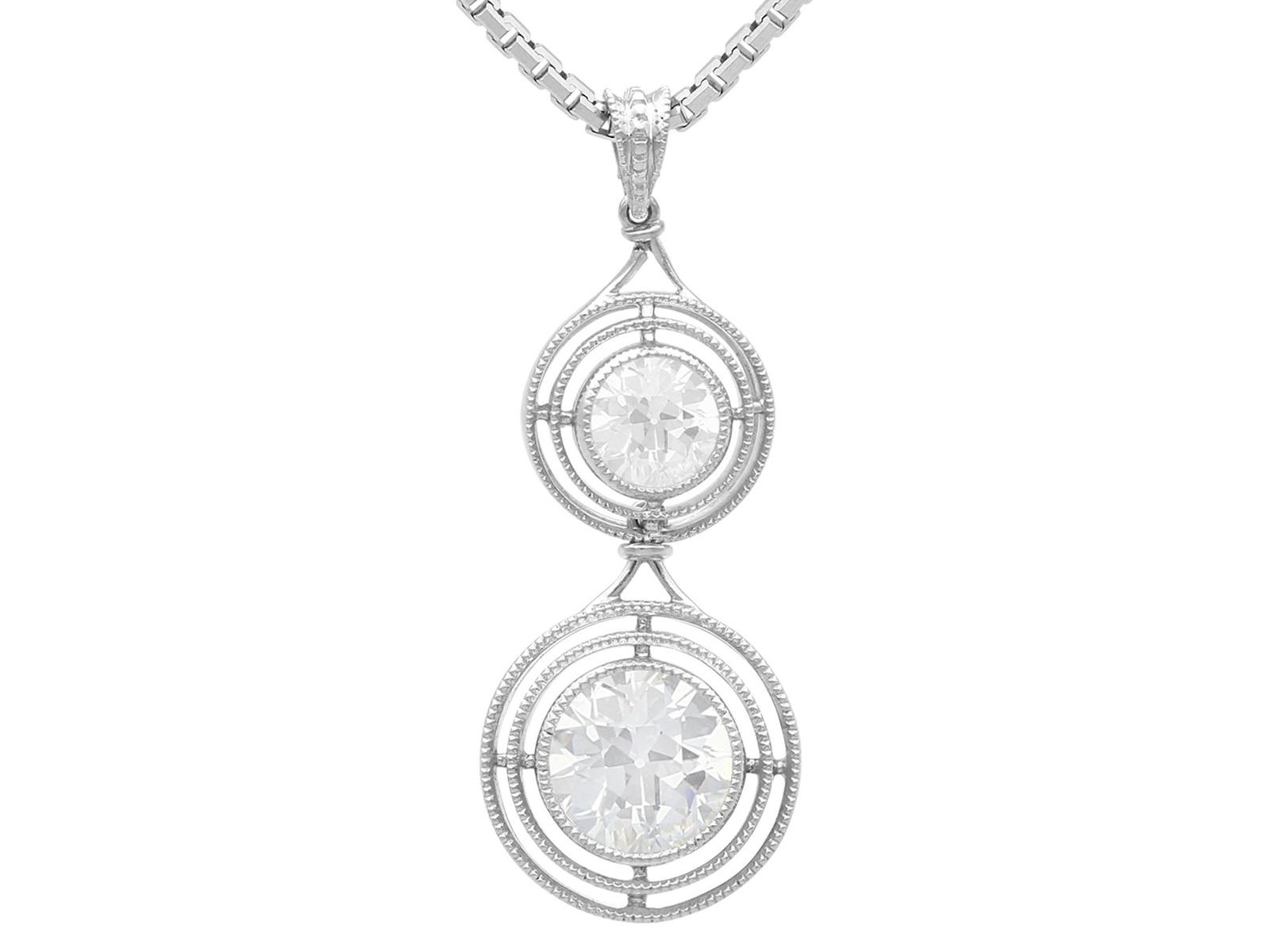 1.42ct Diamond & Platinum Drop Pendant c.1930 (1 of 13)