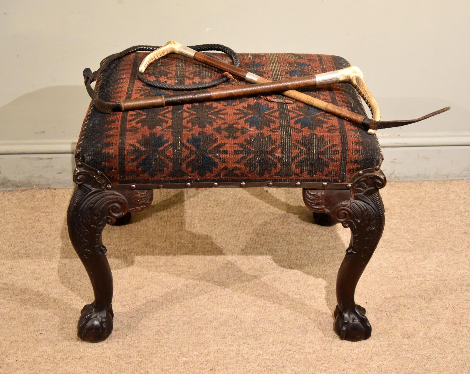 George II Style Carved Mahogany Stool (1 of 6)