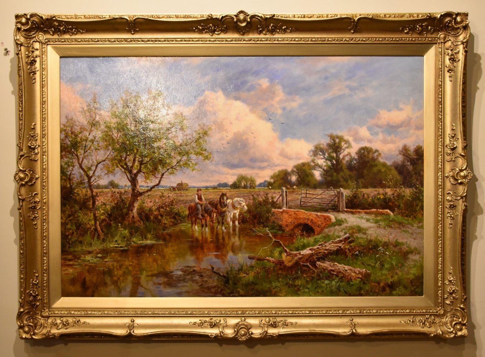 Oil Painting by Henry Hiller Parker  "Watering the Horses" (1 of 6)