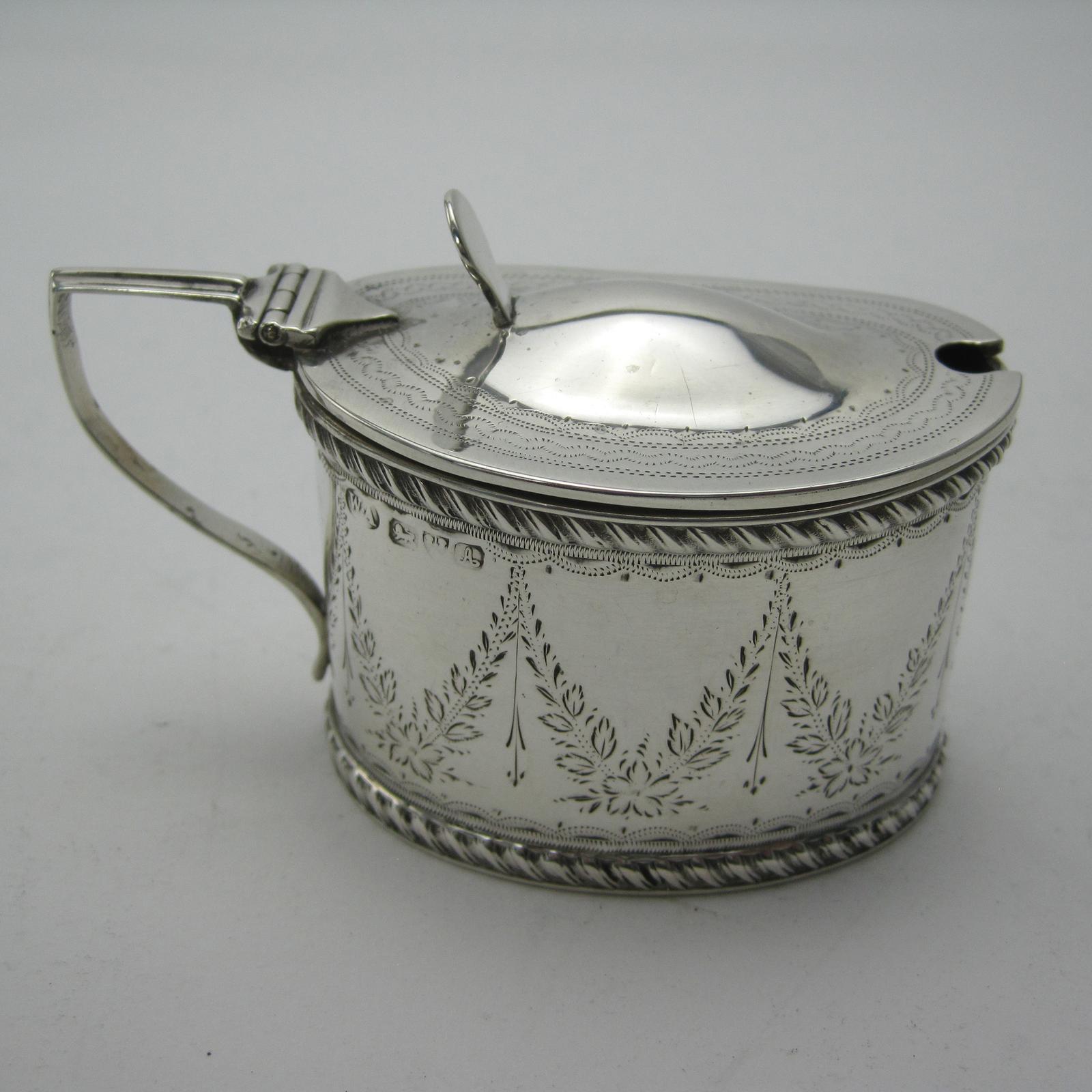 Edwardian Chester Silver Oval Mustard Pot (1 of 5)