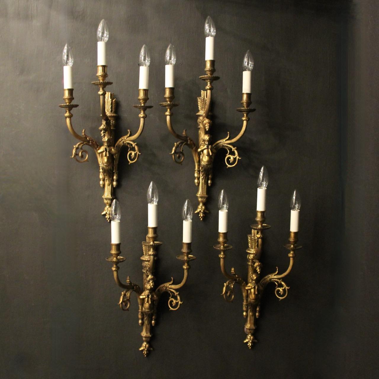 French Set of 4 Gilded Antique Wall Lights (1 of 10)