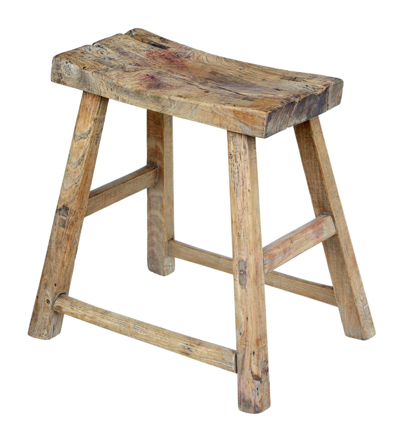 19th Century Rustic Chinese Hardwood Stool (1 of 6)