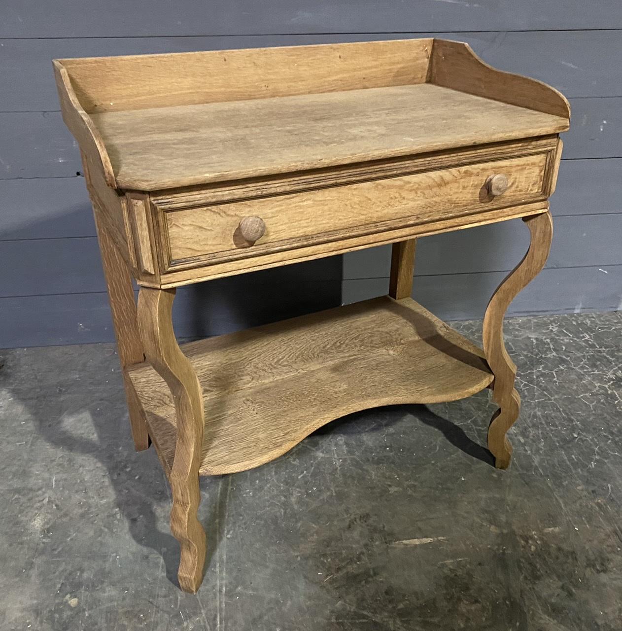 Pretty French Antique Bleached Oak Side Table (1 of 1)