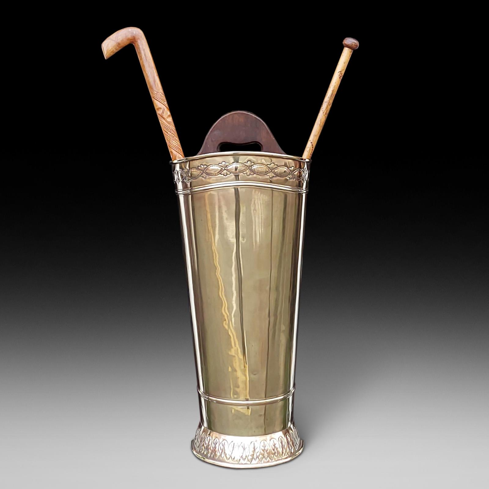 Edwardian Brass Half Moon Stick Stand (1 of 12)
