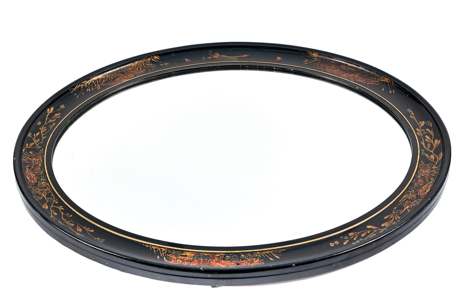 Antique Oval Chinoiserie Wall Mirror (1 of 5)
