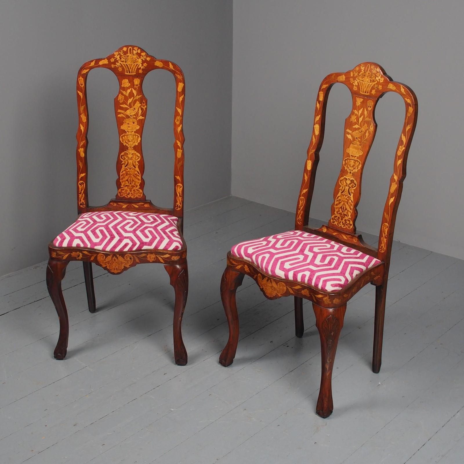 Antique Pair of Dutch Marquetry Walnut Chairs (1 of 17)