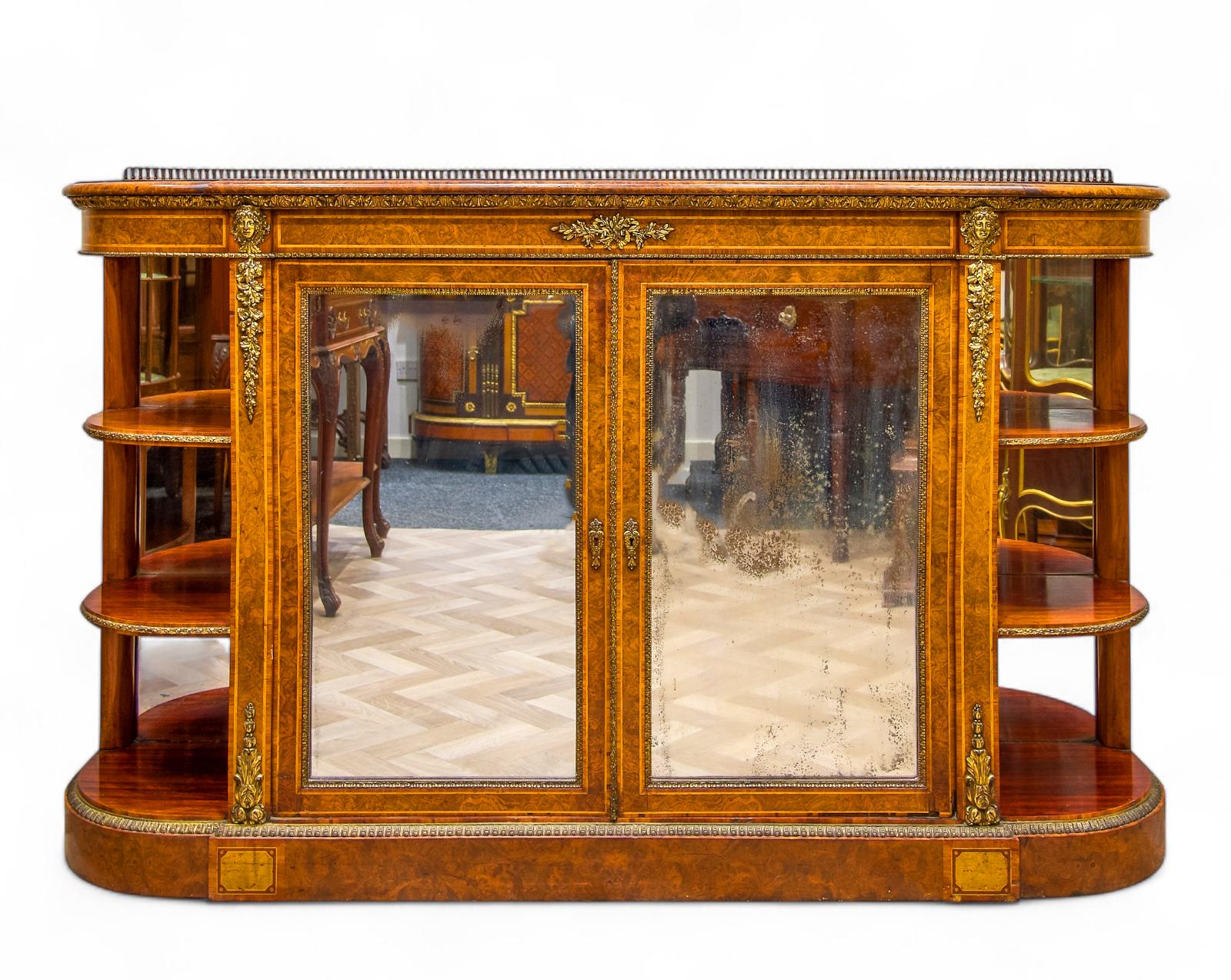 Stunning Victorian Burr Walnut Side Cabinet / Credenza (1 of 7)