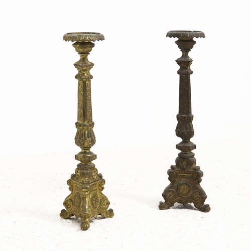 Two Tall Cast Metal Candlesticks (1 of 9) Two Tall Cast Metal Candlesticks (1 of 9)