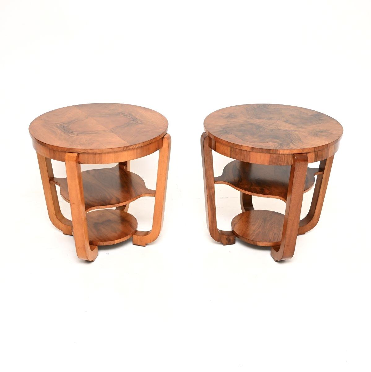 Pair of Art Deco Figured Walnut Side Tables (1 of 9) Pair of Art Deco Figured Walnut Side Tables (1 of 9)