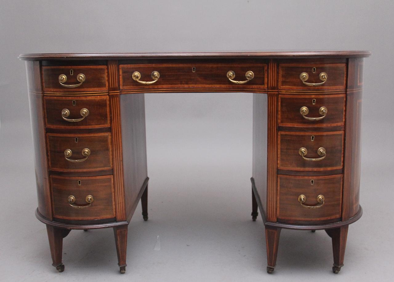 19th Century Inlaid Mahogany Kidney Shaped Desk (1 of 10) 19th Century Inlaid Mahogany Kidney Shaped Desk (1 of 10)